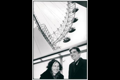 Happier times … Barfield and Marks in front of their London Eye – which was itself as much a triumph of financial as structural engineering